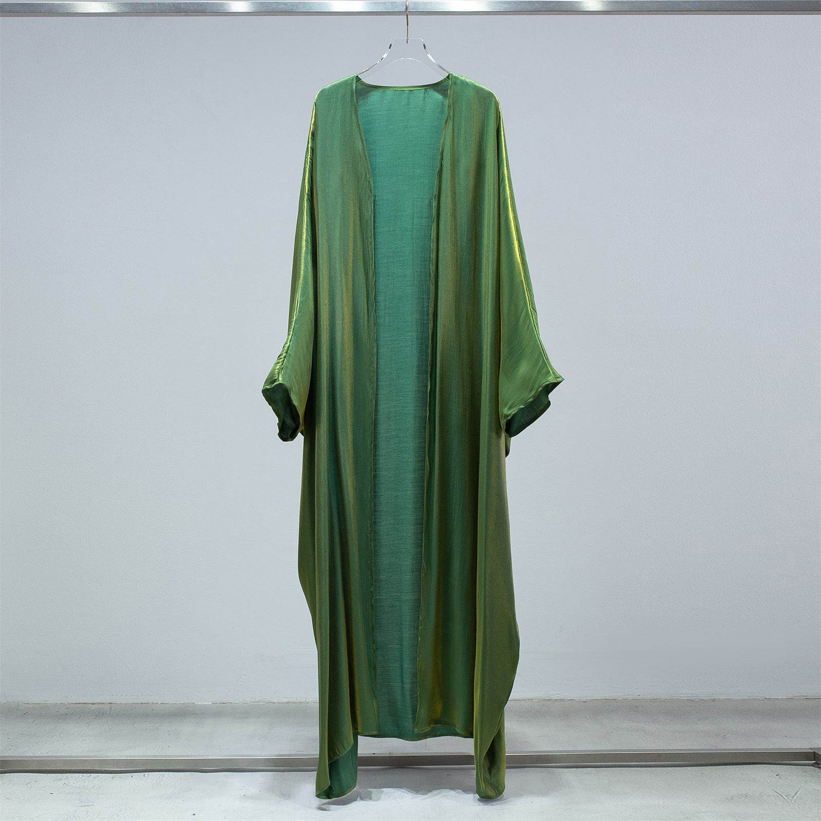 Fashion Casual Bright Silk Cardigan Plus Size Robe Batwing Sleeve - Mubimart