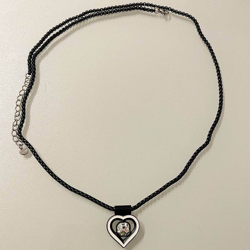 Black Chain Stitching Love Necklace For Women - Mubimart