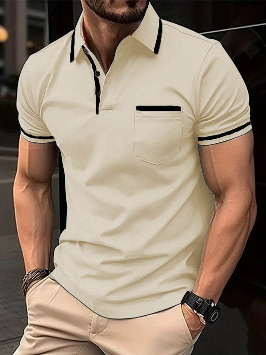 Summer Polo Shirt Button Pocket Men's Sports Polo Shirt - Mubimart