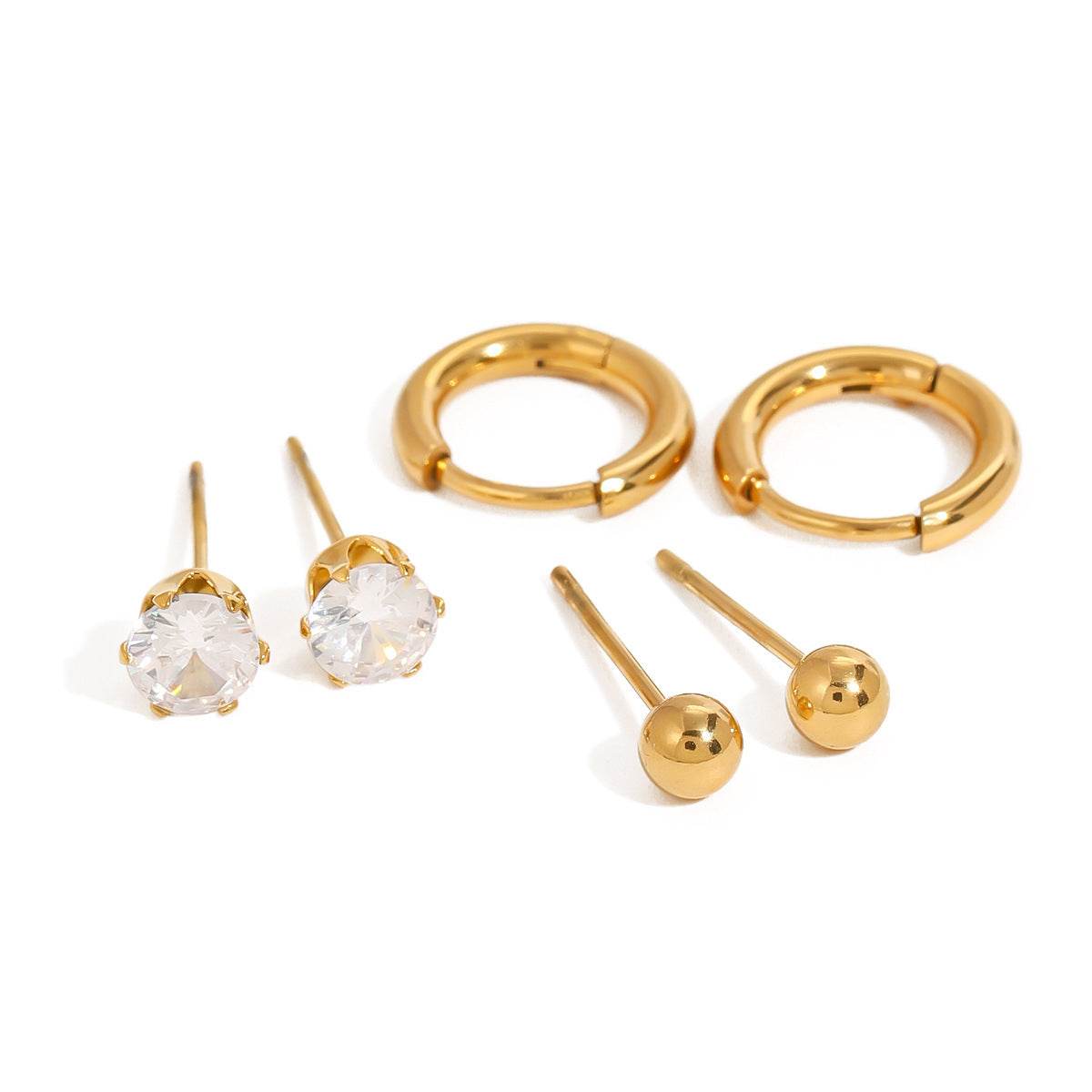 Three Pairs Of Stainless Steel Hoop Earrings For Women - Mubimart