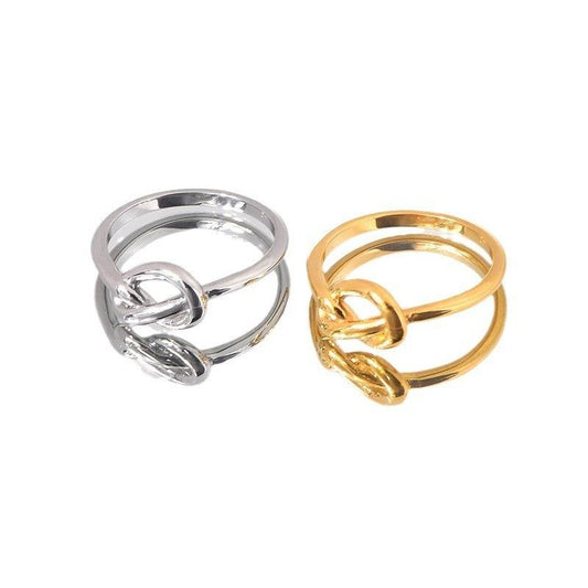 Knotted Heart Knot Titanium Steel Hipster Men And Women Neutral Tail Ring - Mubimart
