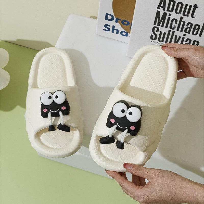 New Cartoon Frog Slippers Indoor Soft Soled Non-slip Floor Bathing Slipper For Women House Shoes Summer Couple Slippers - Mubimart -  