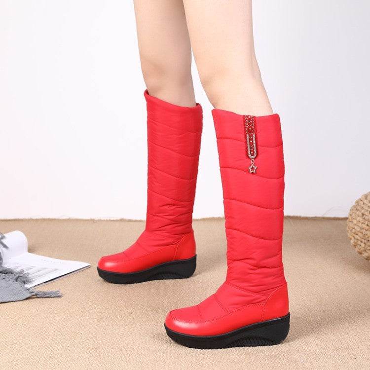 Thick Fur Snow Boots Wedge Casual High Leg Boot - Mubimart
