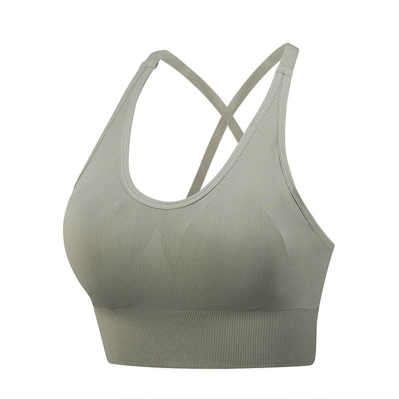 Cross Back Yoga Sports Bra Plus Size - Mubimart