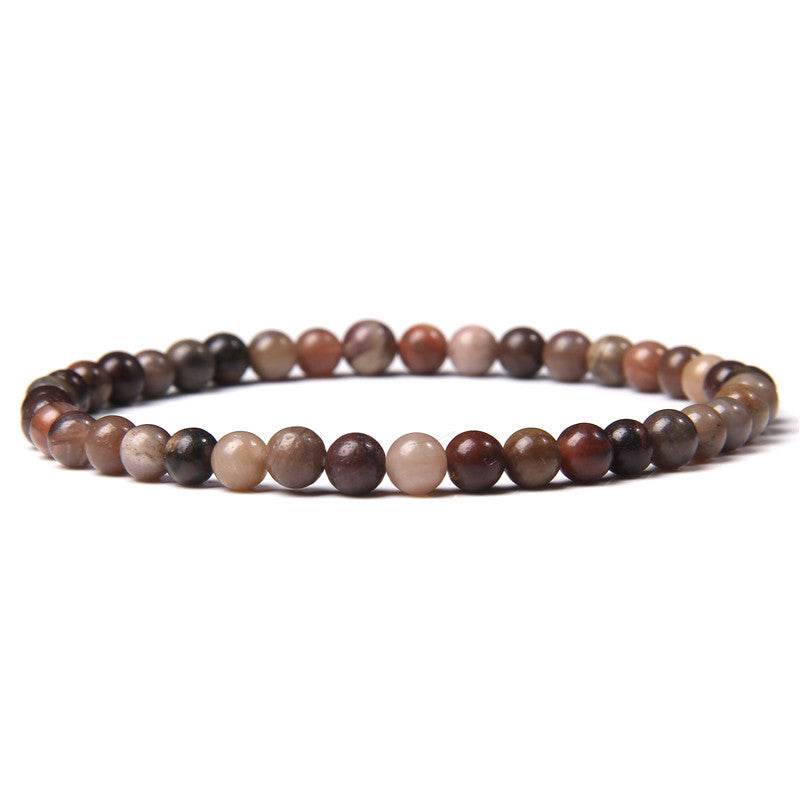 4mm Natural Agate Stone Beads Energy Charm Bracelet For Women - Mubimart