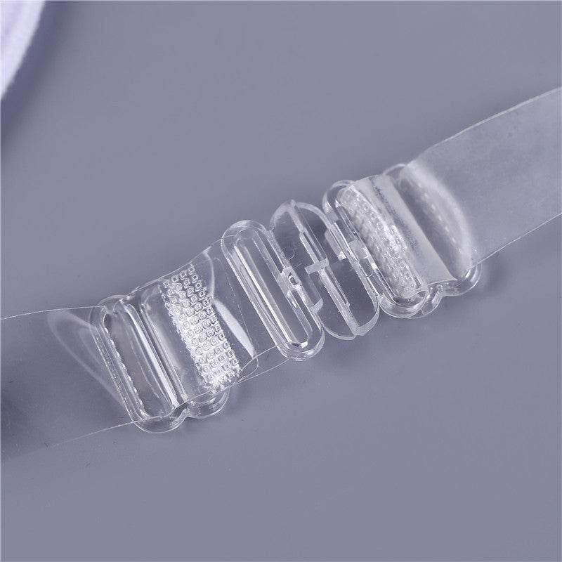 Fully Transparent Invisible Shoulder Strap Plastic Bra - Mubimart
