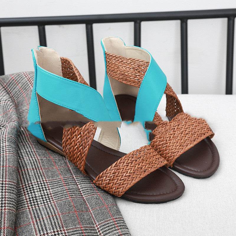 Sandals Women Summer New Style Bohemian Woven Belt Wedge Heel Women Sandals - Mubimart