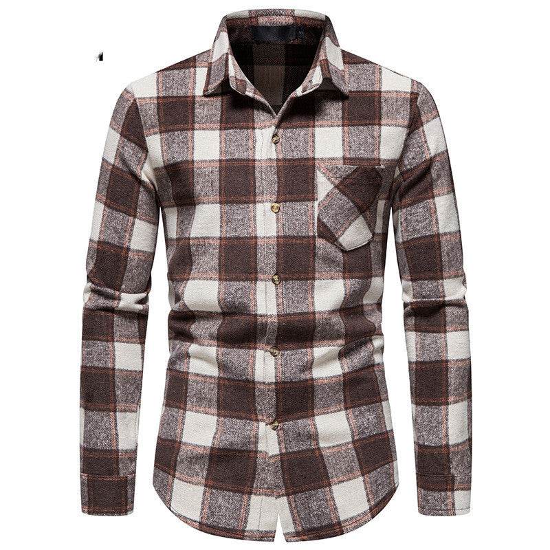 Thick Warm Woolen Cloth Flannel Casual Shirt Base Men's Shirt - Mubimart