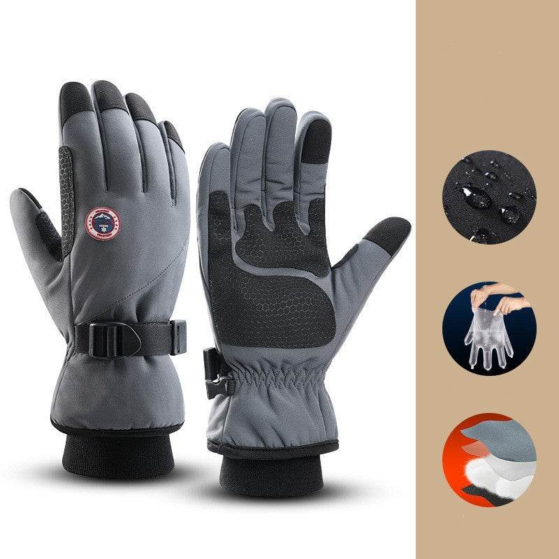 Warm Winter Ski Gloves For Men Outdoor Cycling With Fleece Thickened - Mubimart