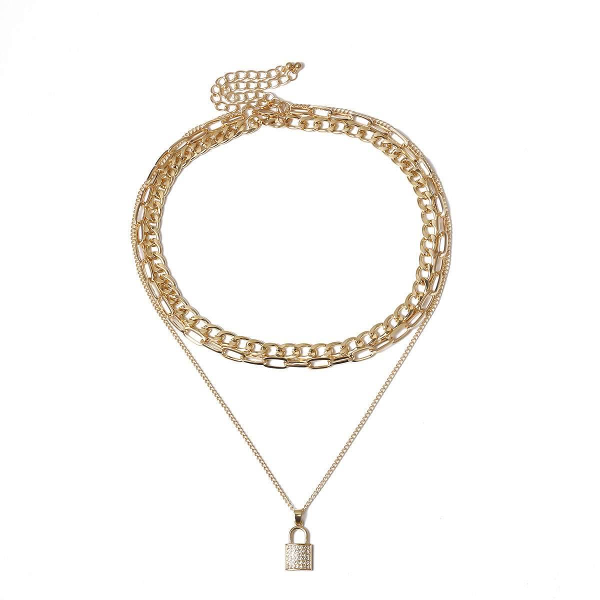 All-match Chain Zircon Geometric Necklace Women - Mubimart