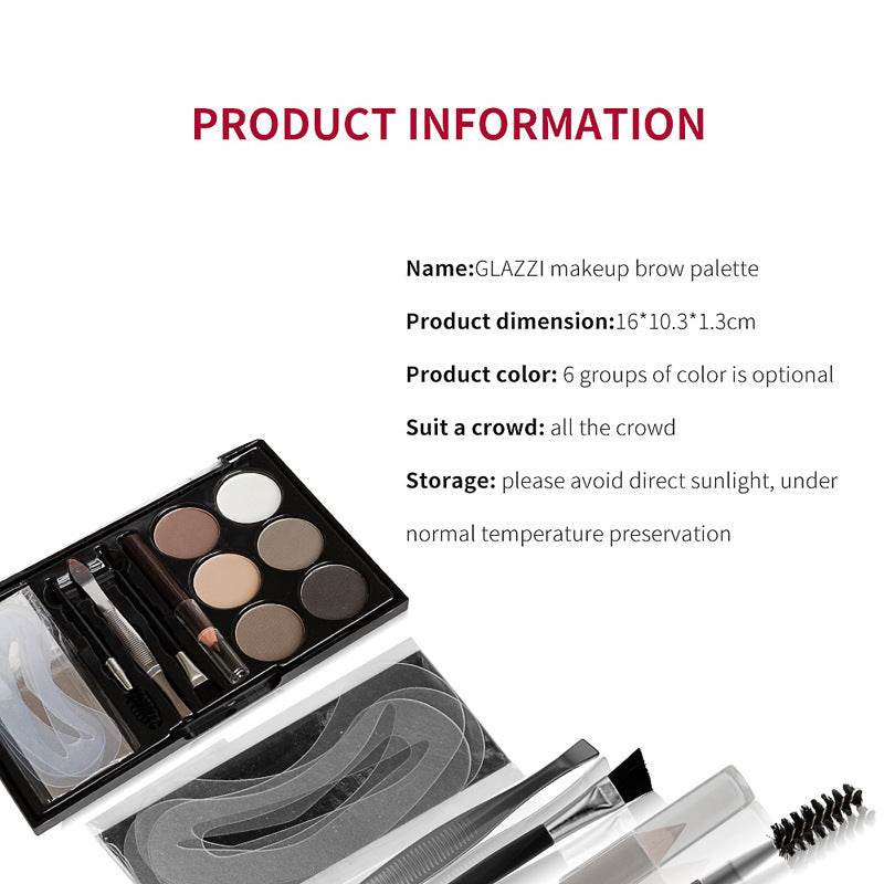 Natural Brown Eyebrow Powder Palette Eye Contour Enhancers Eye Brows Shadow Stamp Shaping Waterproof Makeup Kit With Brush - Mubimart