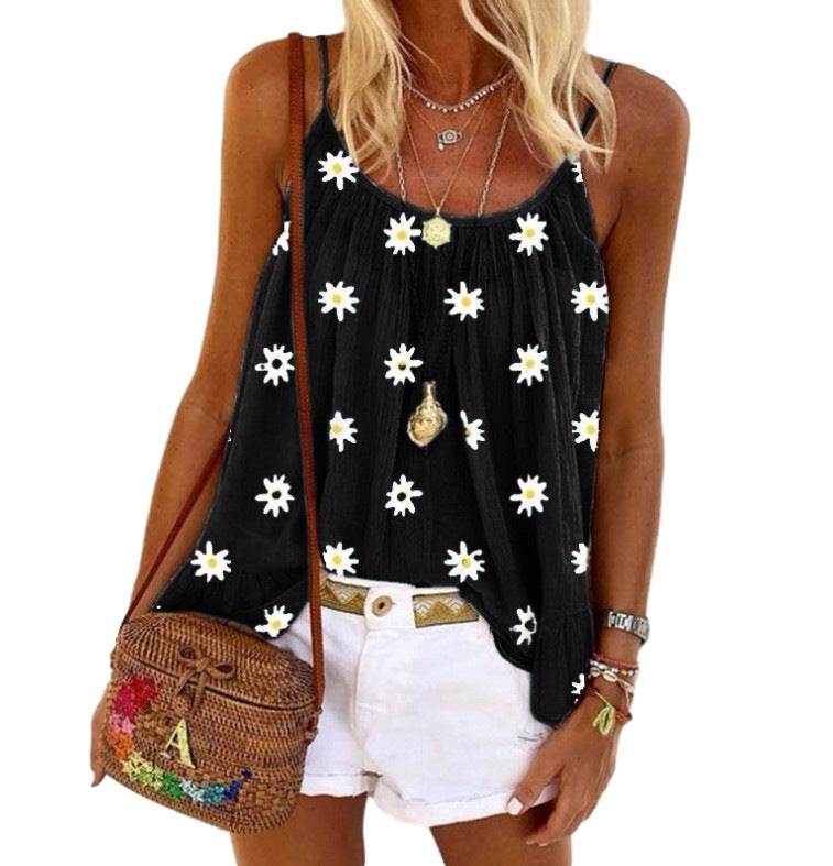 Ladies Daisy Print Camisole Top - Mubimart