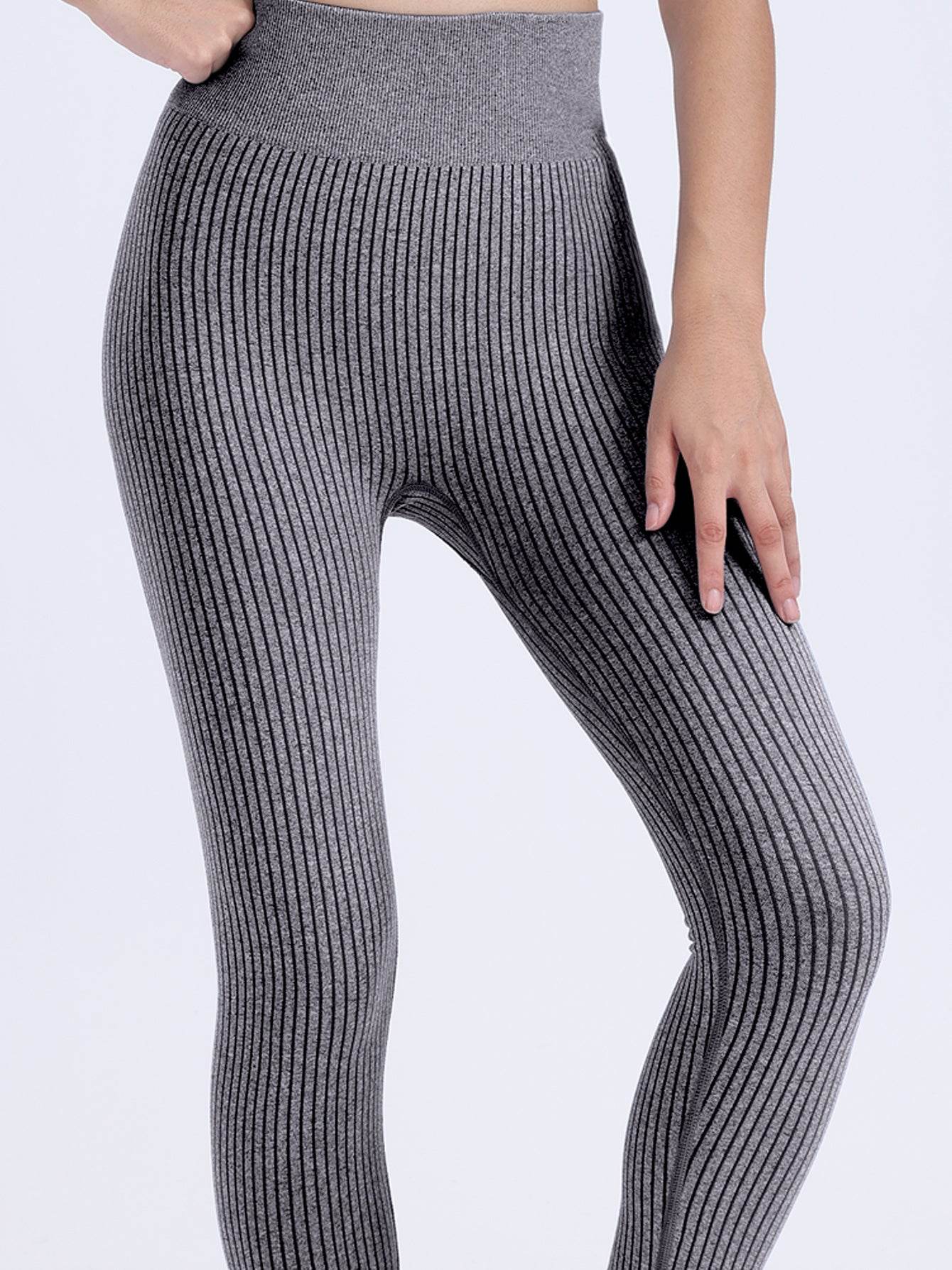 Leggings For Women Ribbed Seamless Leggings High Waisted Tummy Control Yoga Pants Women Workout Pants - Mubimart