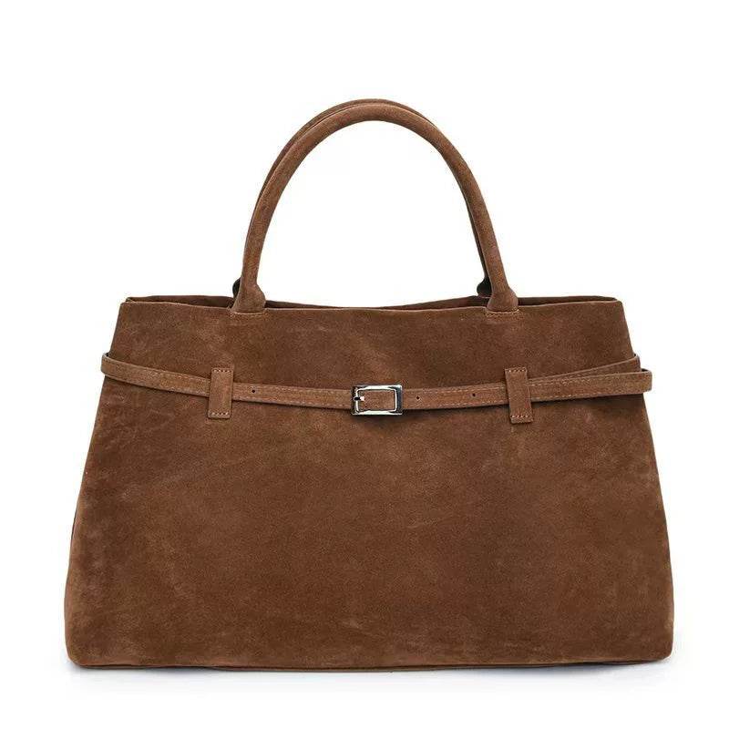2025 Hot Sale Decorative Design Solid Faux Suede Handbag Large Capacity Casual Tote Bags For Women Tote Design Portable Shoulder Bag - Mubimart
