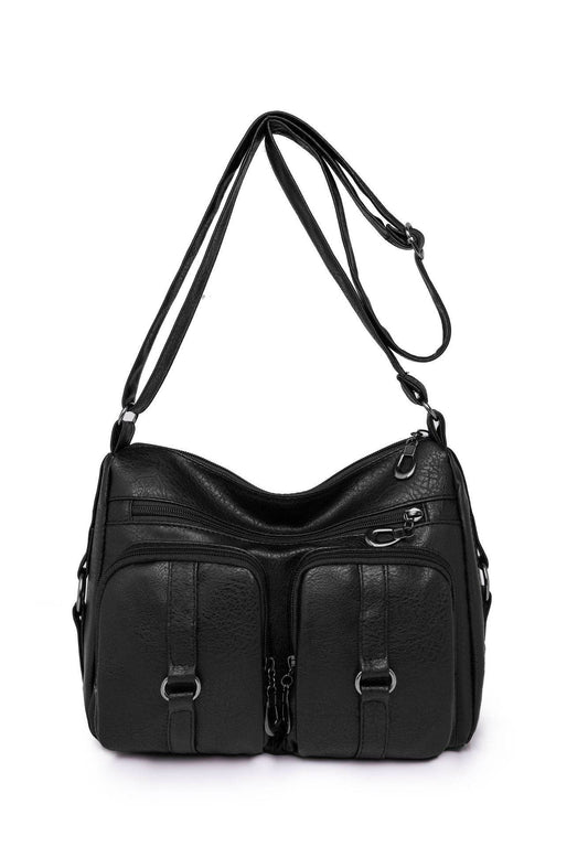 Solid Color PU Crossbody Bag For Women - Mubimart