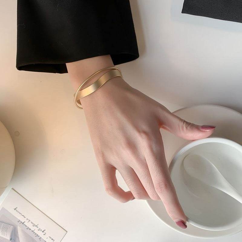 Geometric Cross Bangle Bracelet - Mubimart