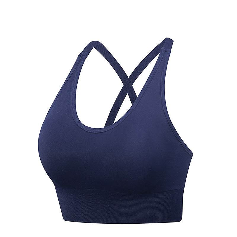 Cross Back Yoga Sports Bra Plus Size - Mubimart