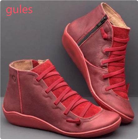 Casual booties women's boots flat boots - Mubimart