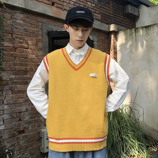 V Neck Vest Men's Autumn Sweater - Mubimart