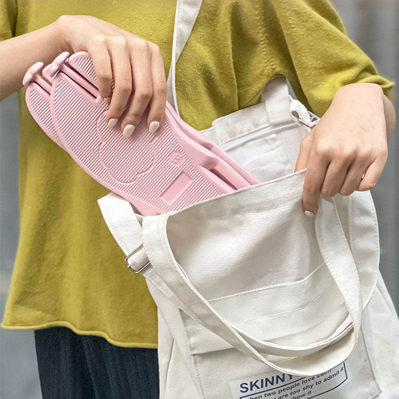 Folding Slipper Travel Portable Flip-flops Indoor And Outdoor Soft Sole Beach Hotel Couple Shoes Lazy Slippers - Mubimart