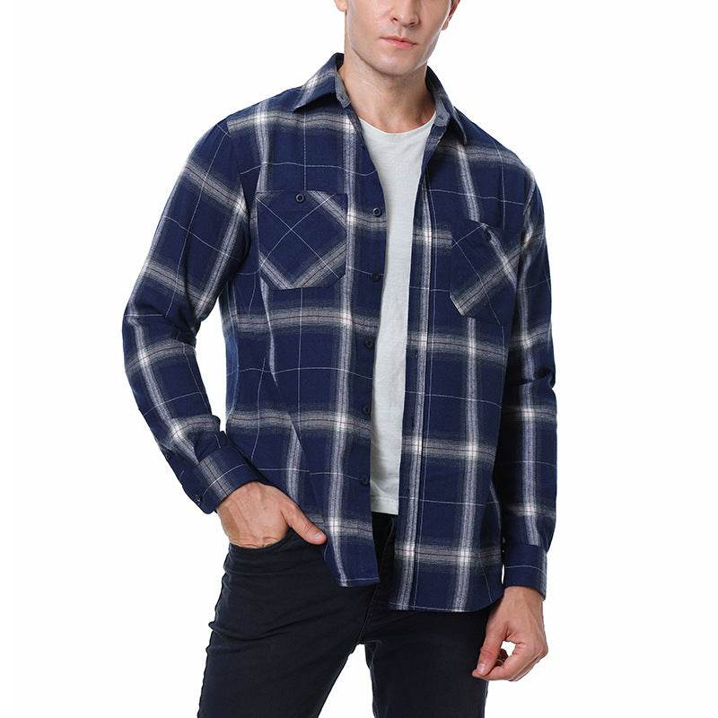Men's Plaid Flannel Brushed Thermal Shirt - Mubimart