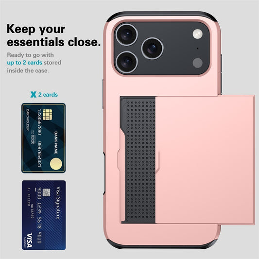 iPhone 17 Sliding Card Holder Case – Shockproof Two-in-One Protective Cover | Mubimart