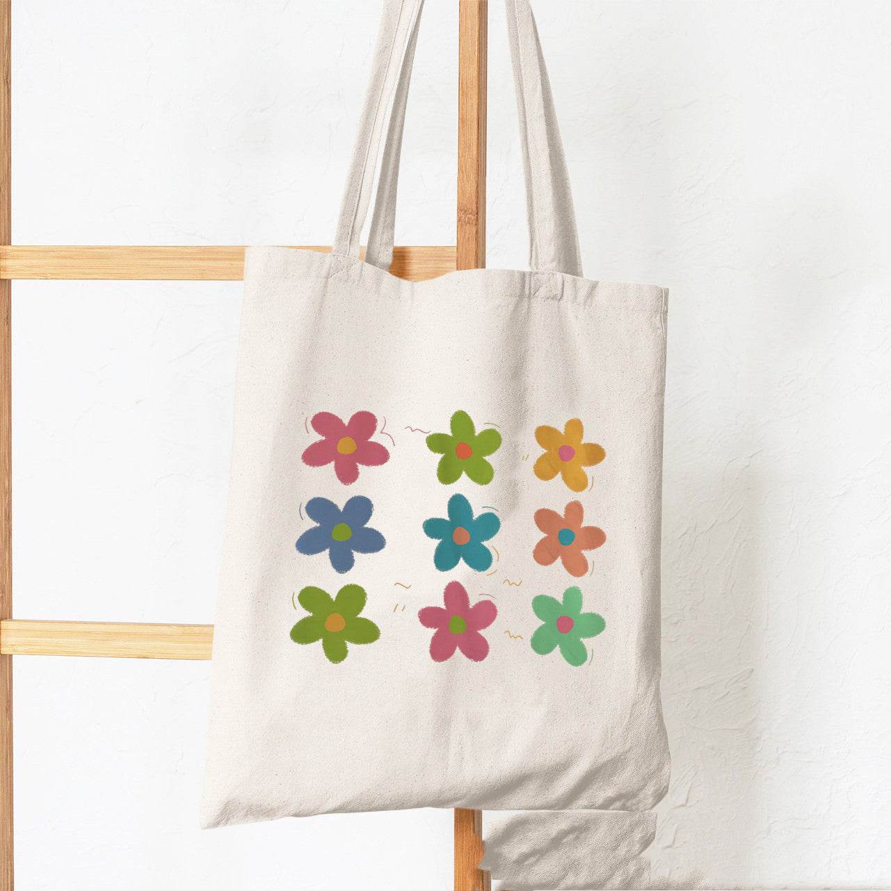 Floral Women Canvas Tote Bag Girl Reu - Mubimart