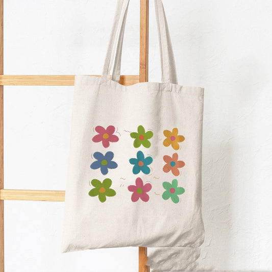Floral Women Canvas Tote Bag Girl Reu - Mubimart