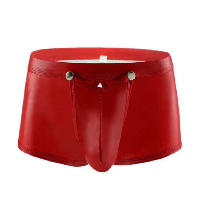 Men's PVC Bright Leather Boxers - Mubimart