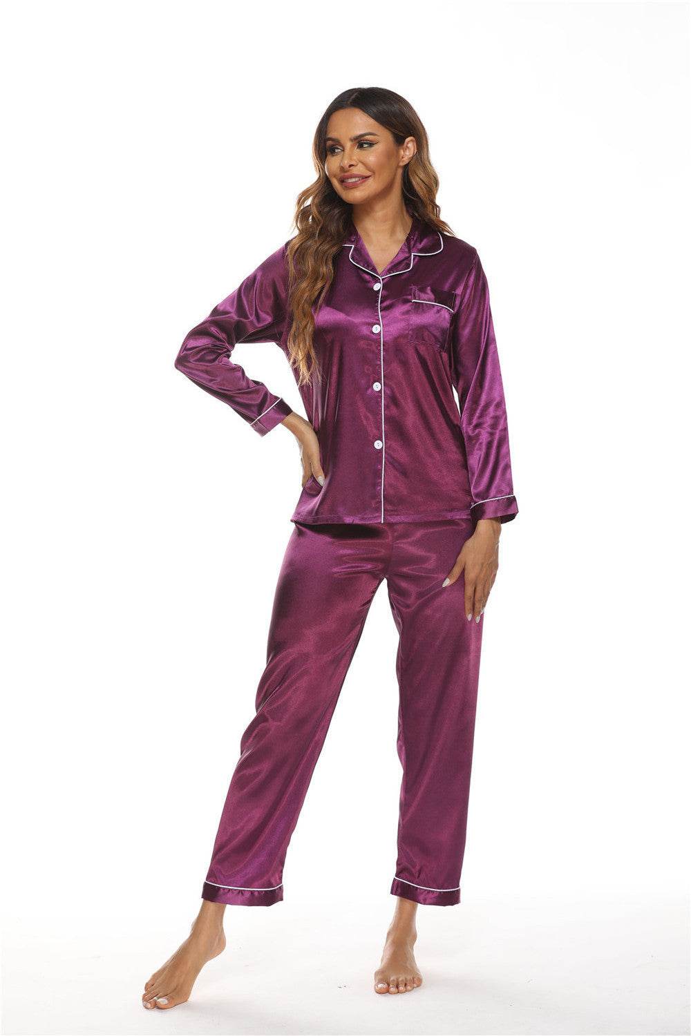Pajamas Women's Long Sleeve Sleepwear Soft Button Loungewear Pjs Set Nightwear - Mubimart
