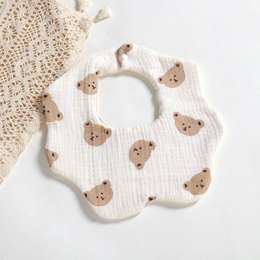 6 Layers Cotton Cloth Petal Bib Children's Saliva Towel Can Rotate 360 Degrees - Mubimart