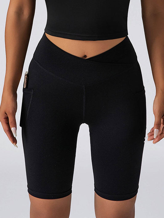 Biker Shorts Women Tummy Control No Seam High Waist Yoga Gym Workout Running Volleyball Shorts With Pockets - Mubimart