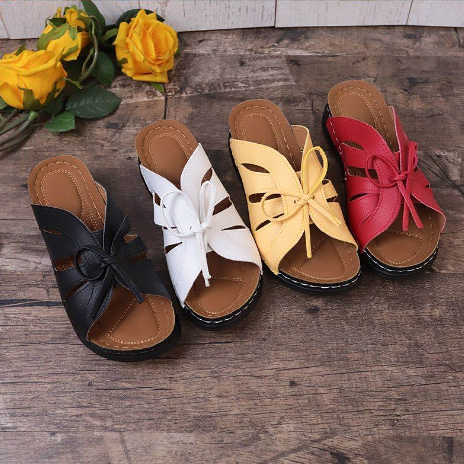 New Roman Shoes For Women Lace-up Platform Wedges Sandals Summer Fashion Slides Casual Vacation Beach Slippers - Mubimart