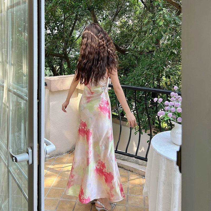 Women's Silk Tie Dyed Slip Dress - Mubimart