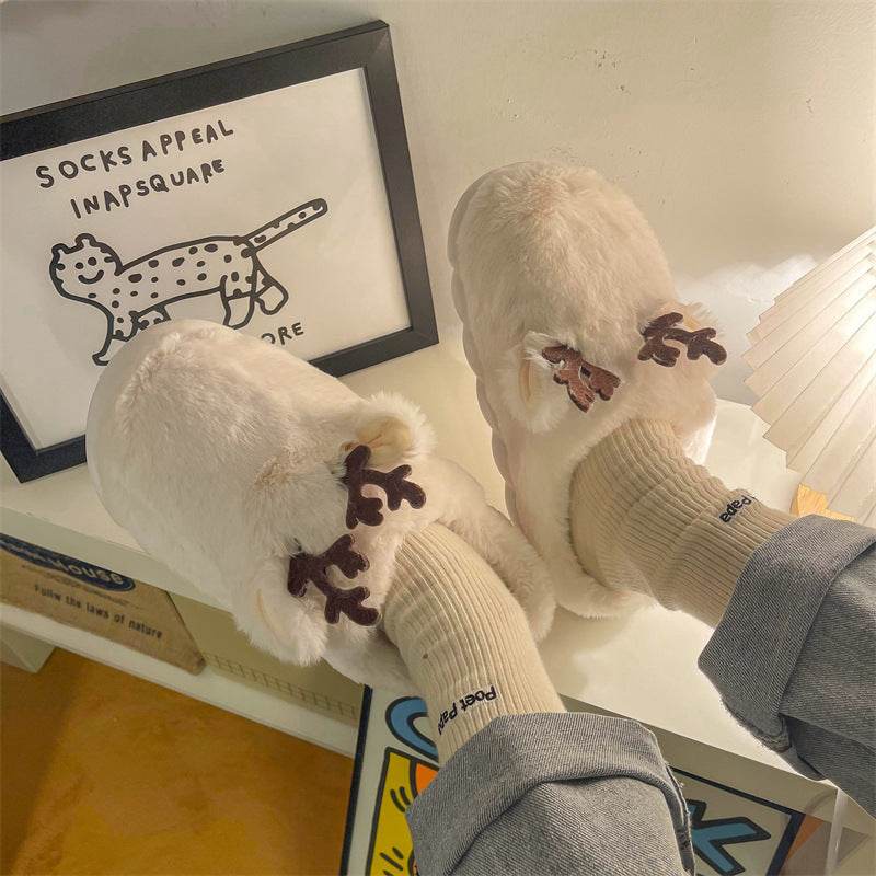 Two-wear One-word Slippers Men And Women Cotton Slippers - Mubimart