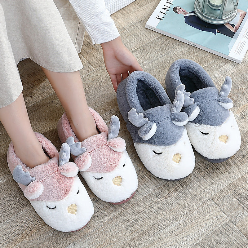 Christmas Shoes Winter Home Slippers Elk Plush Bedroom Slipper House Shoes For Women Men - Mubimart -  