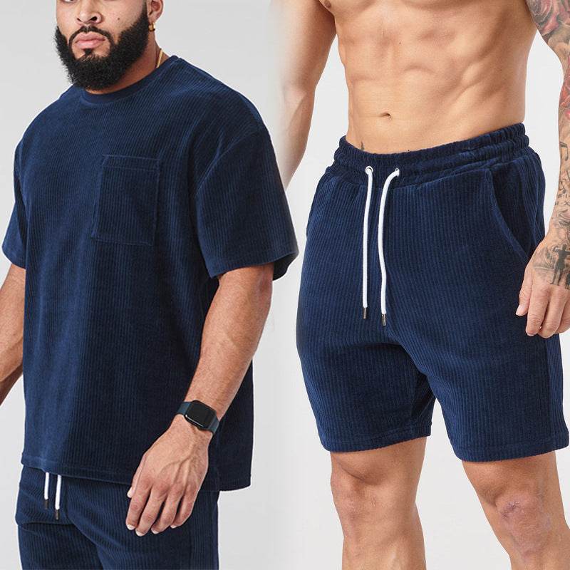 Men's Workout Exercise T-shirt Shorts Suit - Mubimart