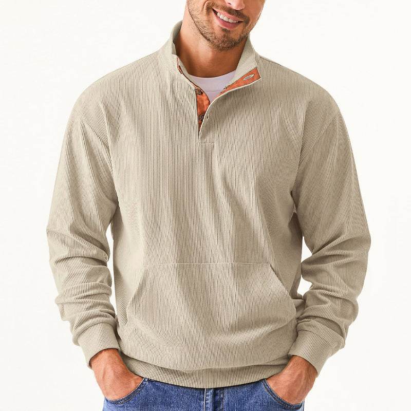 Stand Collar Long Sleeve With Pocket Sweatshirt Men - Mubimart