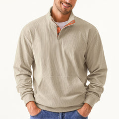 Stand Collar Long Sleeve With Pocket Sweatshirt Men