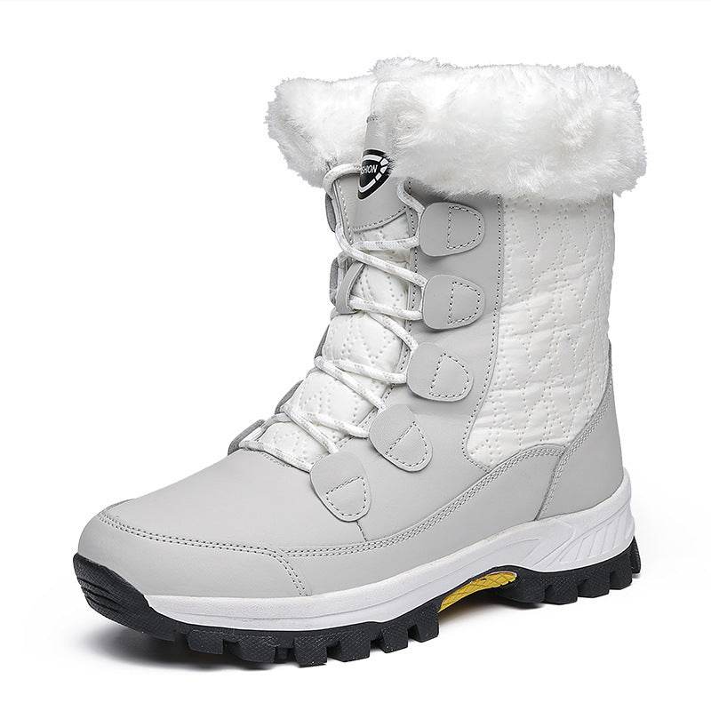Waterproof Snow Boots Women's Mid-calf Front Zipper - Mubimart