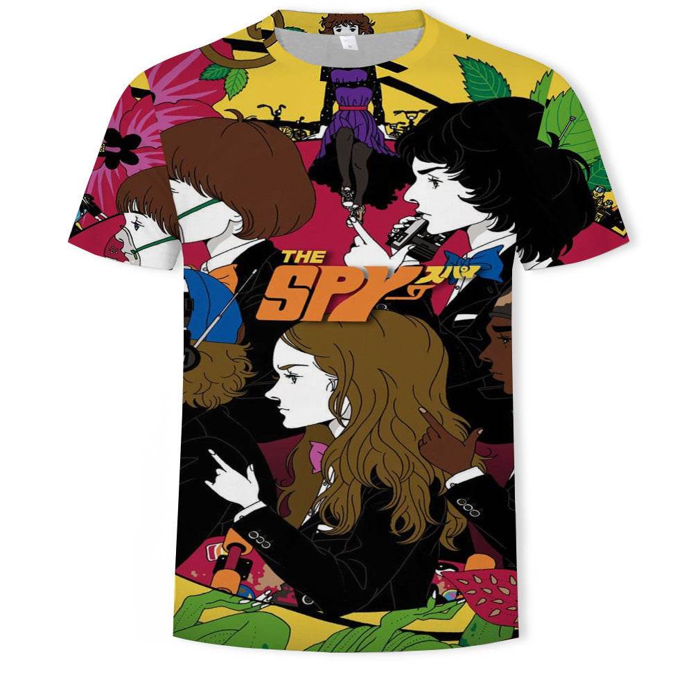 Mens Fashion Casual Digital Print Crew Neck T-shirt - Mubimart