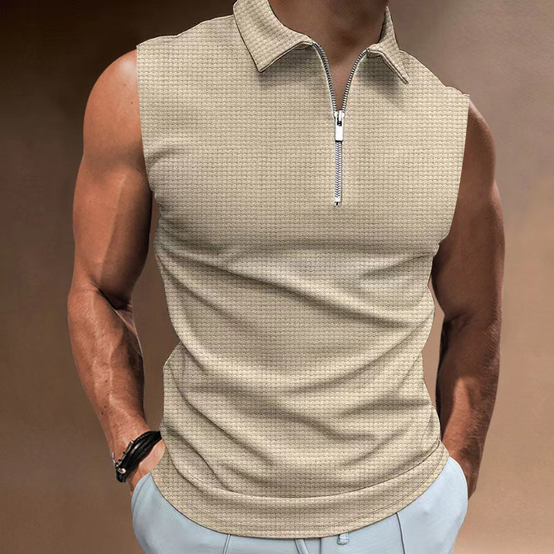 Men's Fashion Casual Solid Color Lapel Undershirt