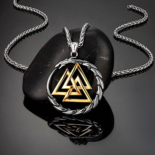 Punk Vikings Dragon Stainless Steel Necklace Mens Nordic Run - Mubimart