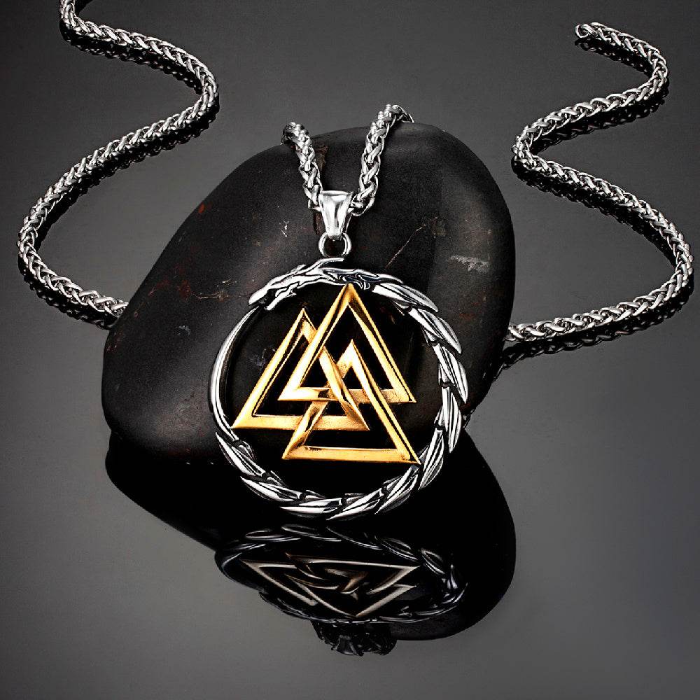 Punk Vikings Dragon Stainless Steel Necklace Mens Nordic Run - Mubimart