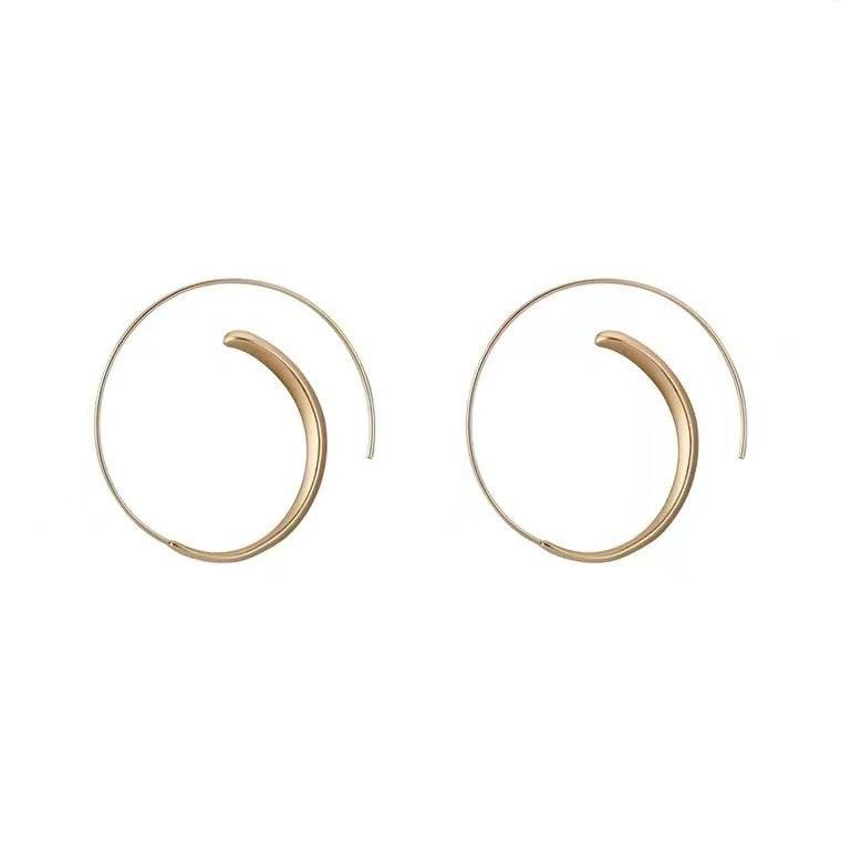 Korean Gold Matte Texture Large Hoop Earrings Women - Mubimart