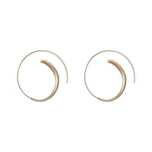 Korean Gold Matte Texture Large Hoop Earrings Women - Mubimart