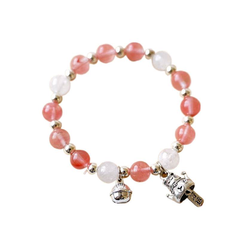 Japanese Style Lucky Cat Crystal Beaded Bracelet Women - Mubimart