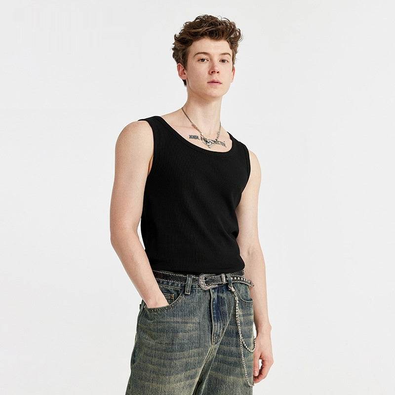 Rap Vest Heavy Thick Thread American West Coast Tight Training Sports Undershirt - Mubimart