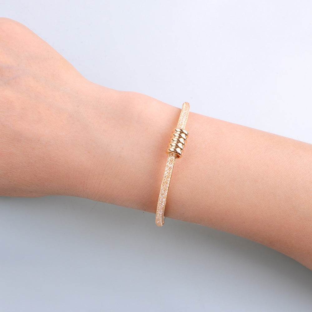 Fashion Alloy Hollow Geometric Bangle Bracelet Women - Mubimart