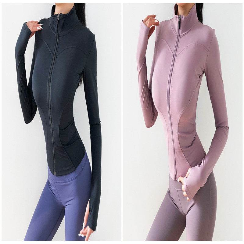 Crop-Tops Sweatshirts Gym Jacket Fitness Coat - Mubimart